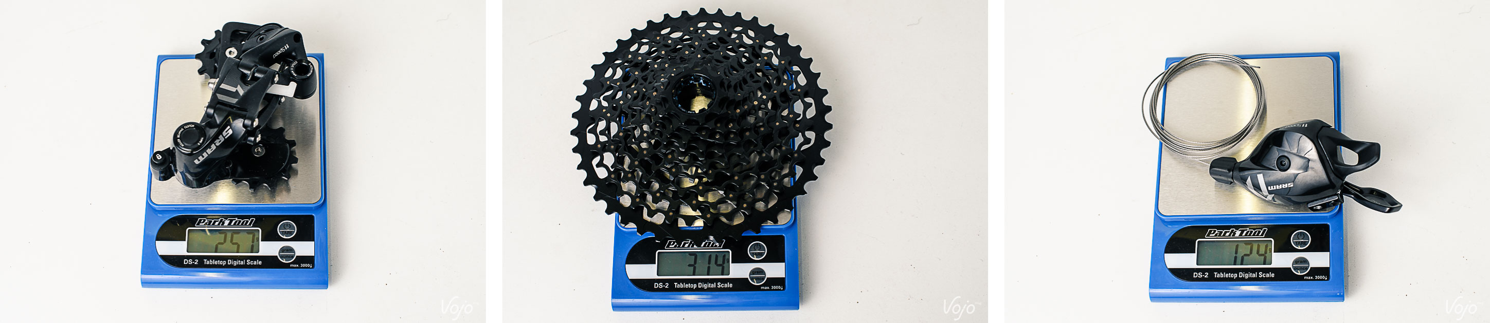 Sram X1, poids vérifiés de l’ensemble dérailleur, cassette, shifter