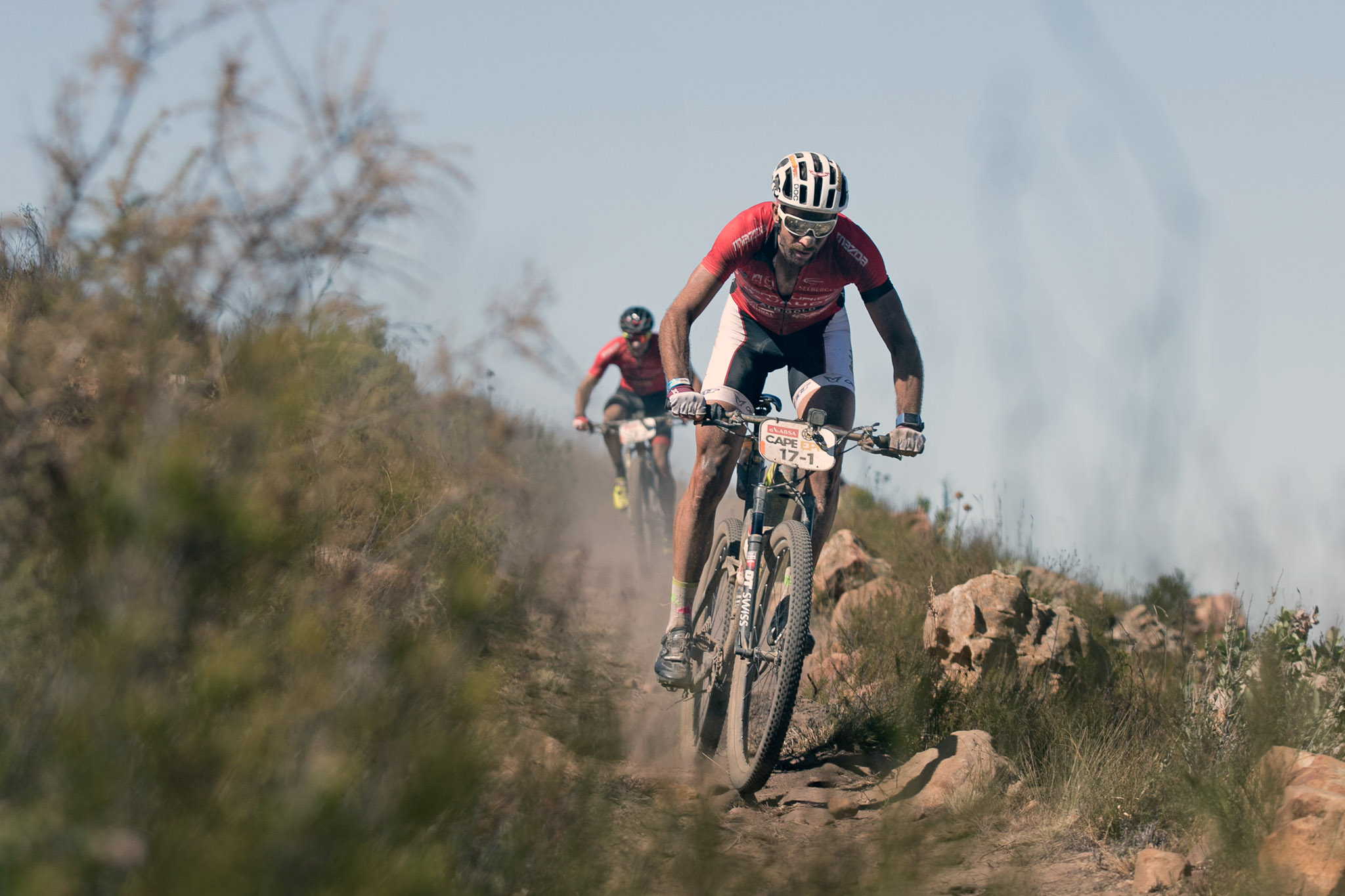 Nicola Rohrbach and Matthias Pfrommer on their way to a stage victory during stage 2 of the 2016 Absa Cape Epic Mountain Bike stage race from Saronsberg Wine Estate in Tulbagh, South Africa on the 15th March 2016 Photo by Mark Sampson/Cape Epic/SPORTZPICS PLEASE ENSURE THE APPROPRIATE CREDIT IS GIVEN TO THE PHOTOGRAPHER AND SPORTZPICS ALONG WITH THE ABSA CAPE EPIC ace2016