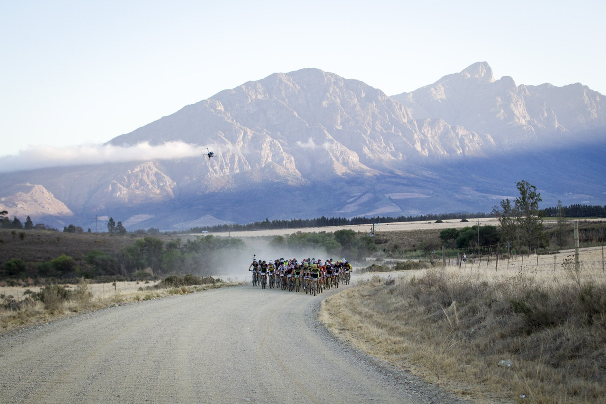 The lead bunch during stage 3 of the 2016 Absa Cape Epic Mountain Bike stage race held from Saronsberg Wine Estate in Tulbagh to the Cape Peninsula University of Technology in Wellington, South Africa on the 16th March 2016 Photo by Nick Muzik/Cape Epic/SPORTZPICS PLEASE ENSURE THE APPROPRIATE CREDIT IS GIVEN TO THE PHOTOGRAPHER AND SPORTZPICS ALONG WITH THE ABSA CAPE EPIC ace2016