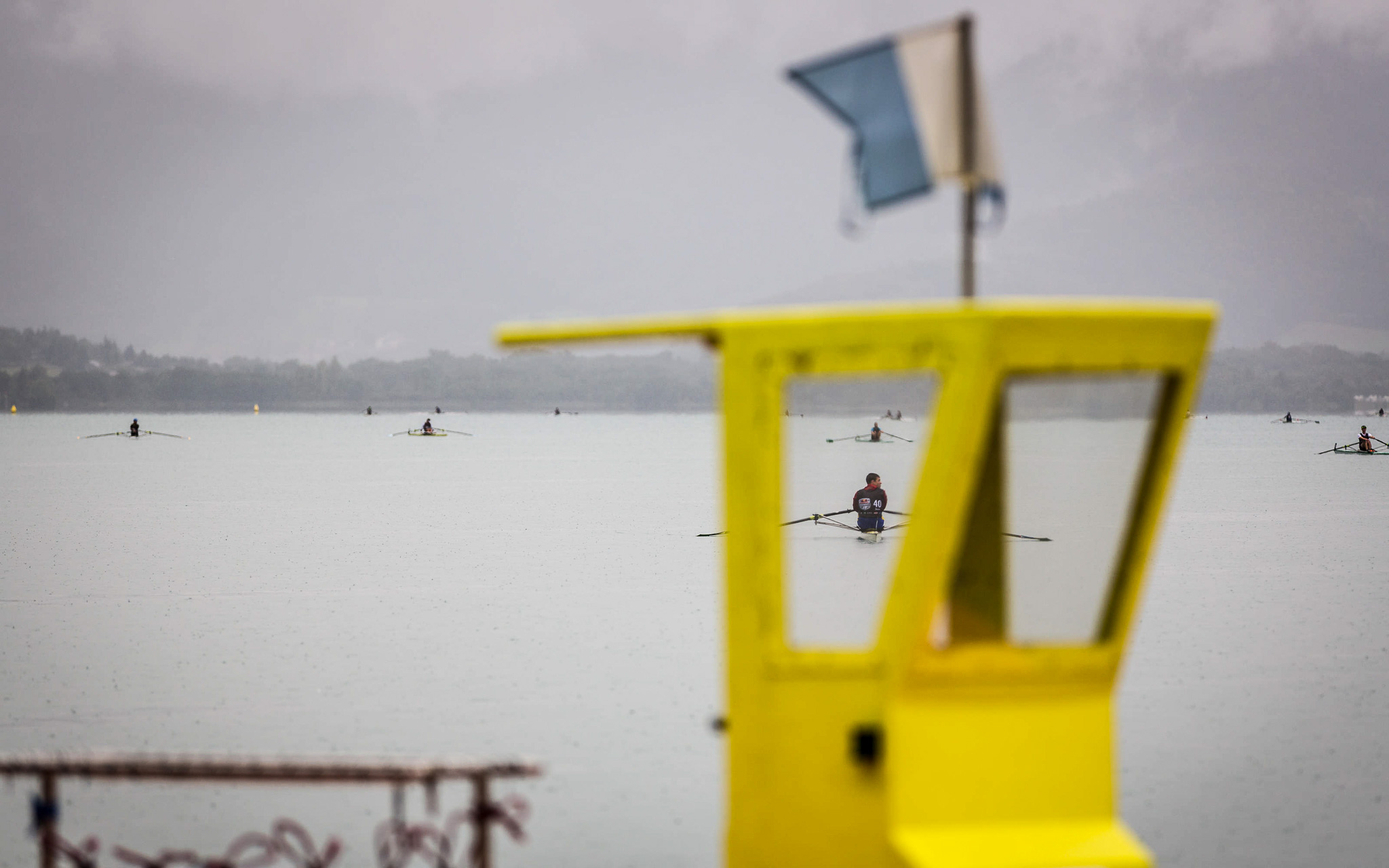 Competitors warm up on the Annecy Lake before the start of the race during the Red Bull Elements in Talloires, France, on September 17th 2016 // Richard Bord / Red Bull Content Pool // P-20160917-01584 // Usage for editorial use only // Please go to www.redbullcontentpool.com for further information. //