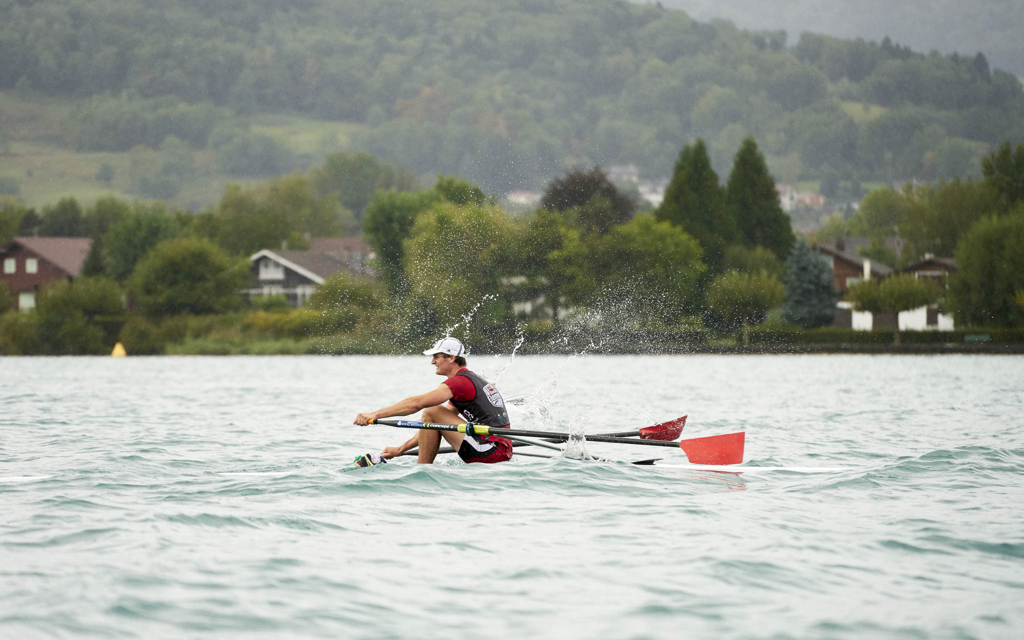 Jean-Benoit Valschaerts rows at the Red Bull Elements in Talloires, France on September 17th, 2016. // Tim Lloyd / Red Bull Content Pool // P-20160917-01608 // Usage for editorial use only // Please go to www.redbullcontentpool.com for further information. //