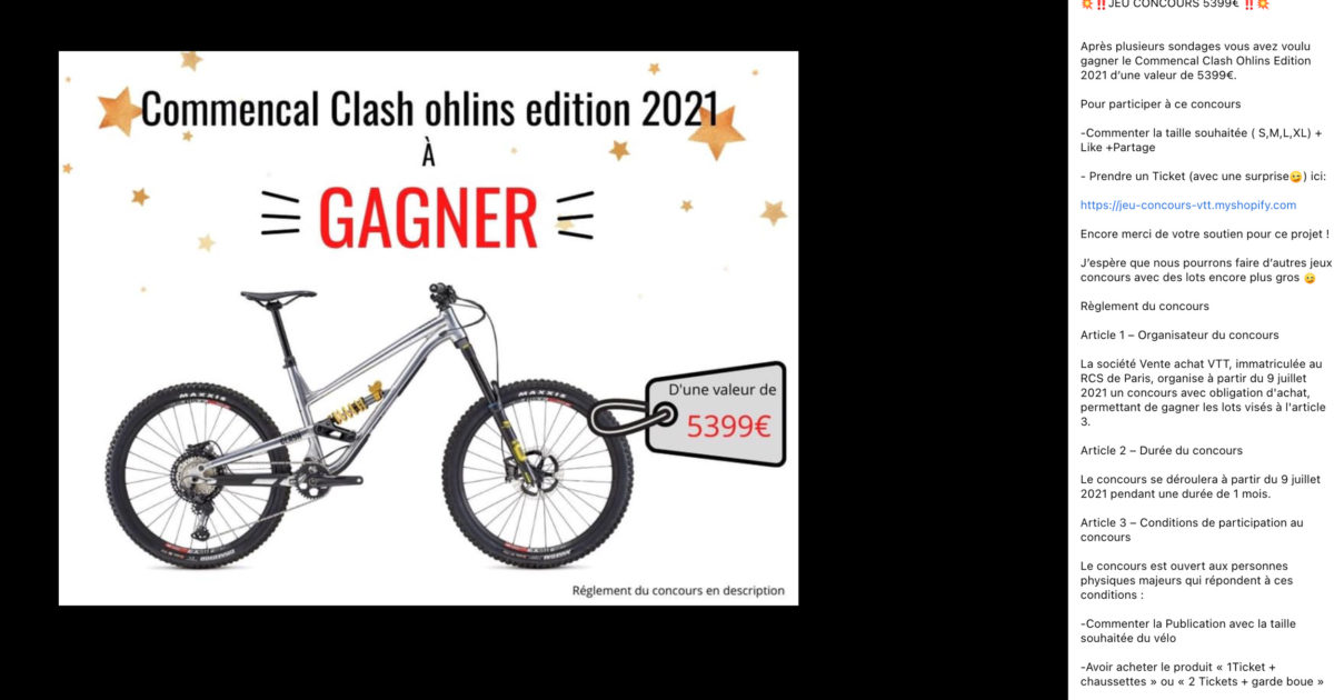 Concours v&eacute;lo sur Facebook : attention aux arnaques ! ⋆ Vojo