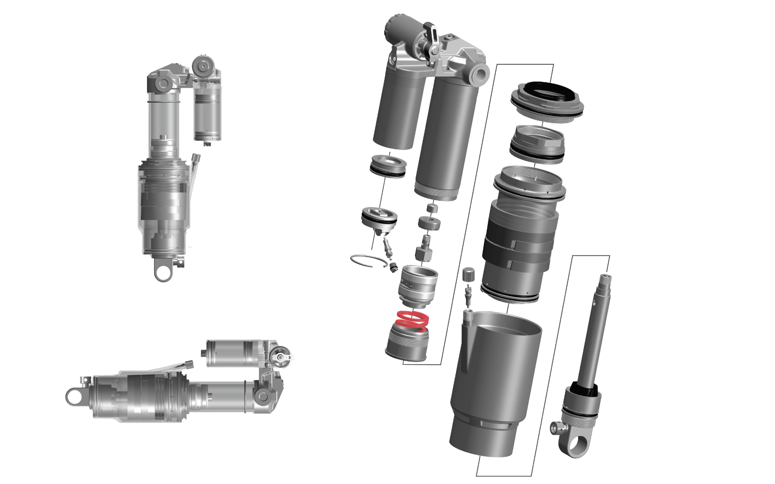 Illustration issue du <a href="https://www.sram.com/globalassets/document-hierarchy/service-manuals/rockshox/rear-suspension/2024-vivid-manuel-dentretien.pdf">manuel d’entretien RockShox</a>, en rouge le ressort Counter Measure.