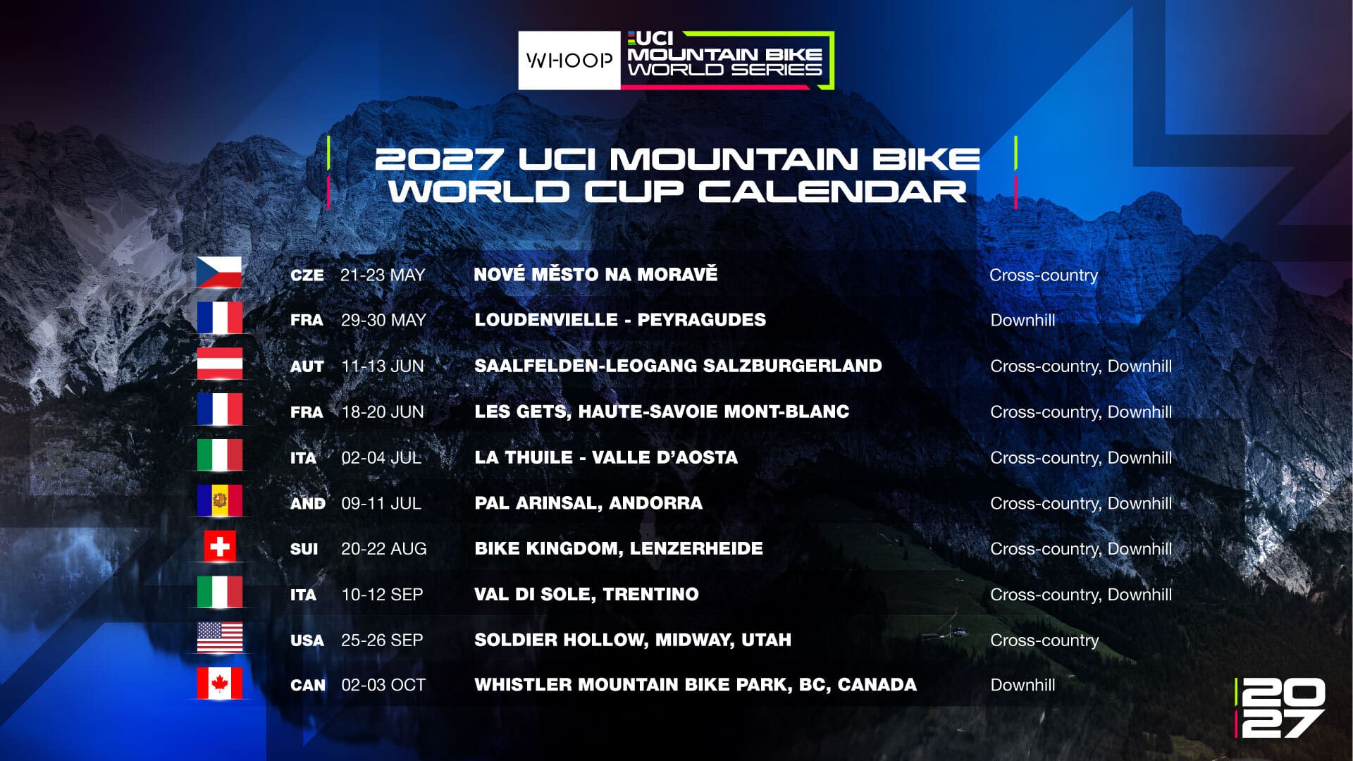 Coupe du monde VTT 2027 | Le calendrier XC et DH dévoilé !